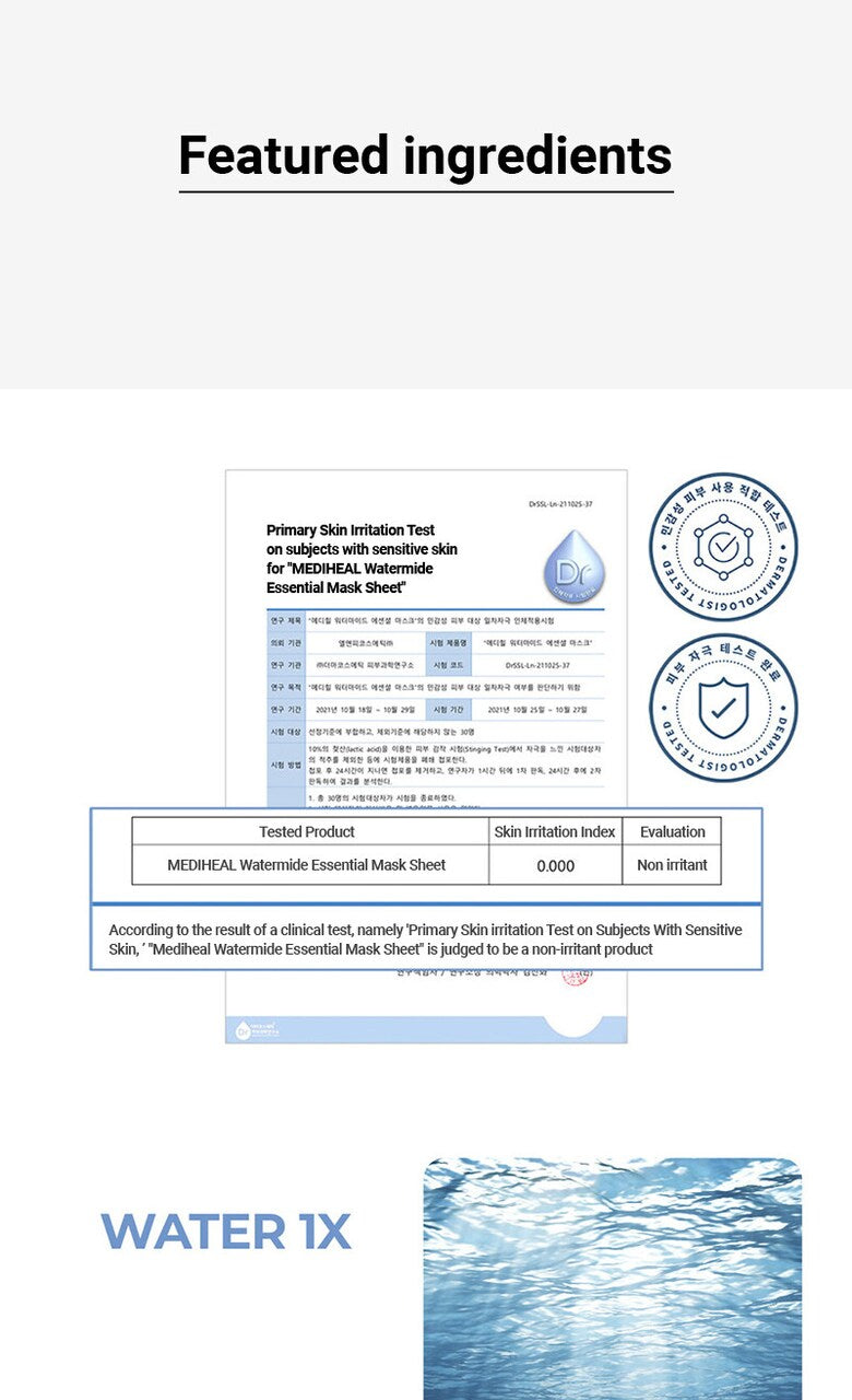 ★BESTSELLING★ Korean Sheet Mask - MEDIHEAL Watermide Essential Face Mask For All Skin Types