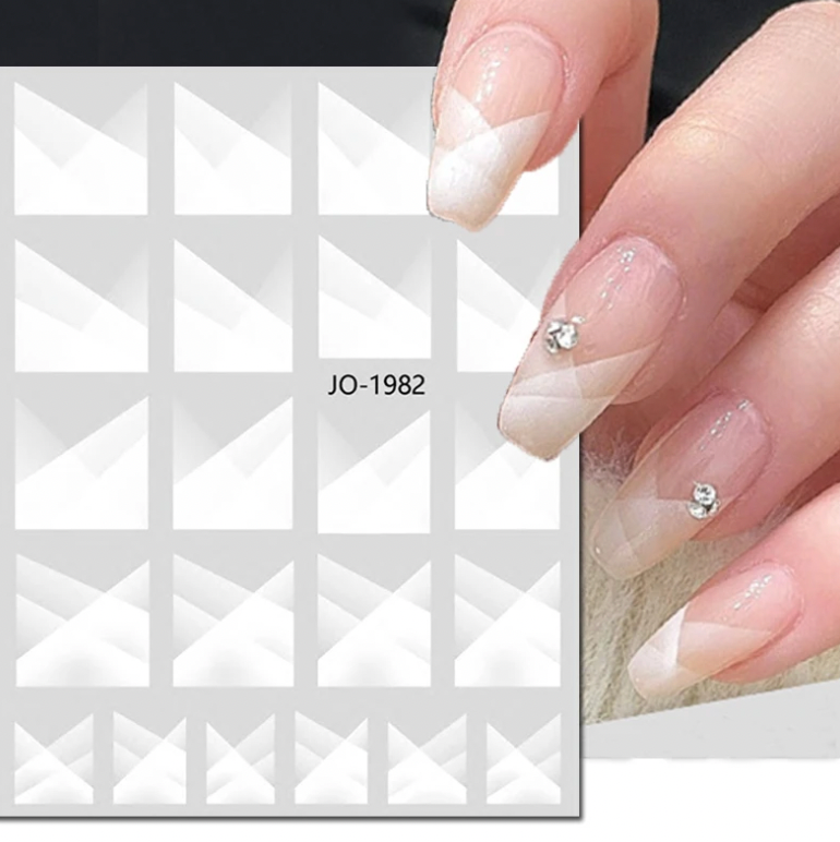 Nail Stickers - 3D Nail Art Stickers Metallic Silver, French Tip and more