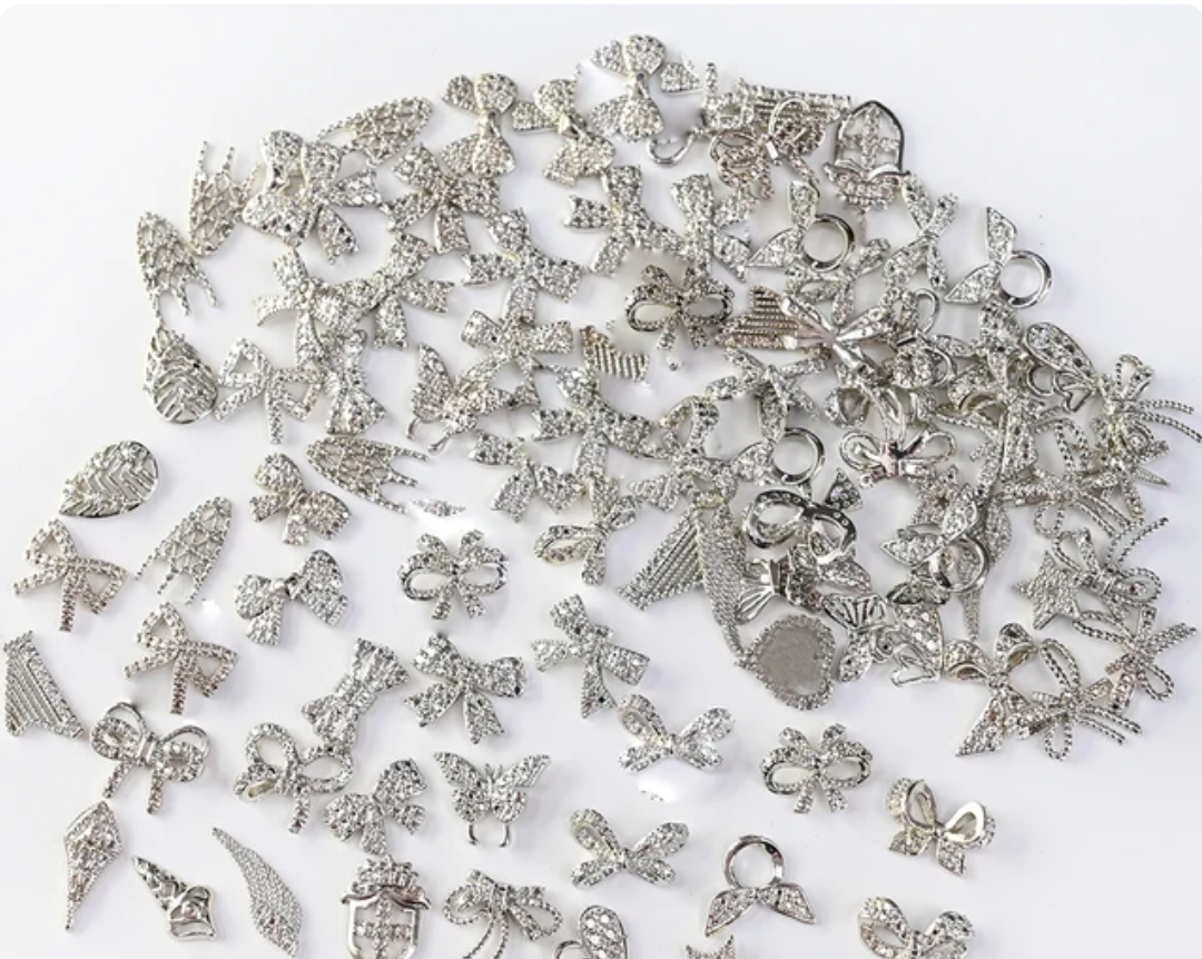 Nail Parts (Silver) - Mixed Style 3D Nail Art Charms