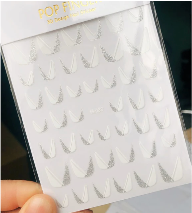 Nail Stickers - 3D Nail Art Stickers Metallic Silver, French Tip and more