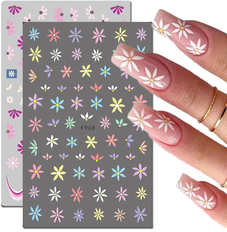 Nail Stickers - 3D Nail Art Stickers Metallic Silver, French Tip and more